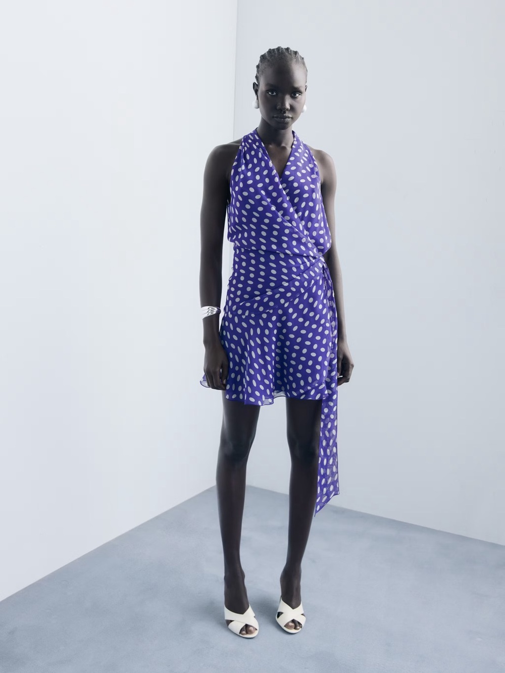 Mango Purple Dots wrap dress NWT